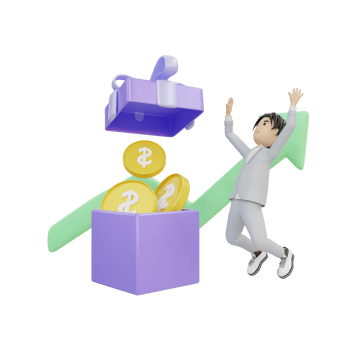 3d rendering business man open gift illustration object png