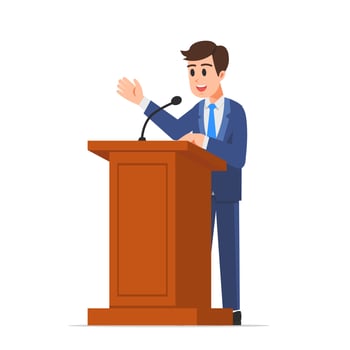 Businessman or politician speaking at the podium vector