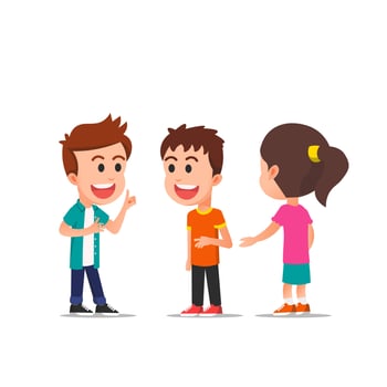 The children who were talking to each other vector