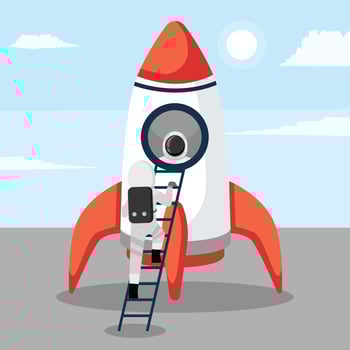 astronaut going inside the rocket vector