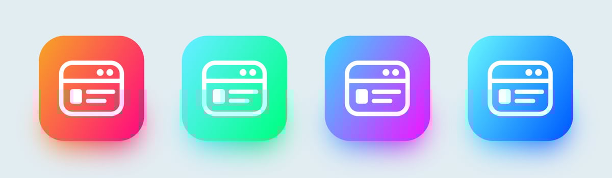 Browser line icon in square gradient colors. Webpage vector symbol for website interface.