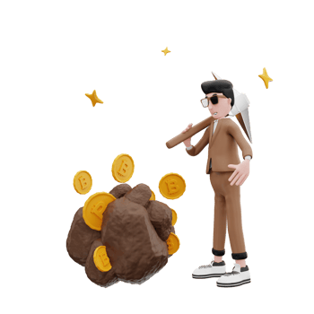 3d rendering man mining the bitcoin illustration png