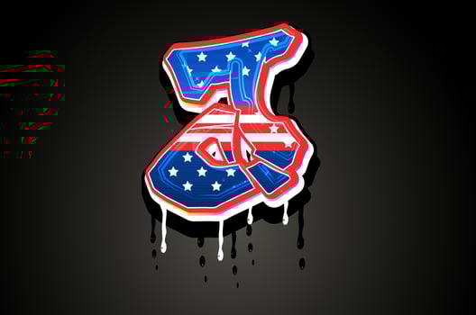American Flag J Letter Alphabet vector