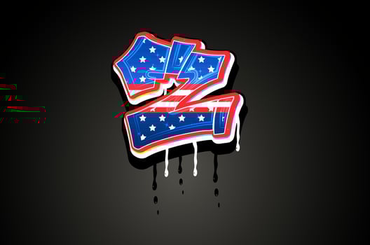 American Flag Z Letter Alphabet vector