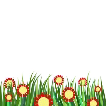 Red Daisy Flower Page Border Decoration vector