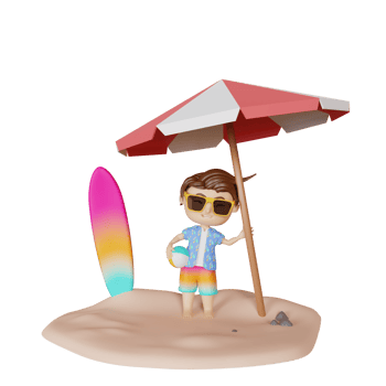 3d rendering cute boy is standing in summer png