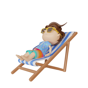 3d rendering cute boy relaxing in summer png