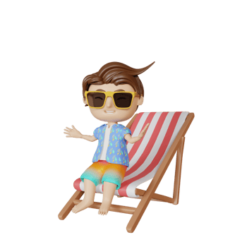 3d rendering cute boy in summer png