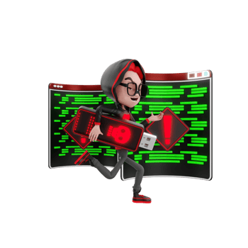 3D character cyber crime illustration png