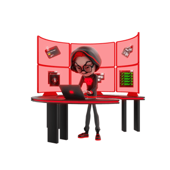 3D character cyber crime illustration png