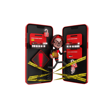 3D character cyber crime illustration png