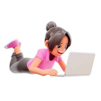 illustration student with laptop studying on online course png
