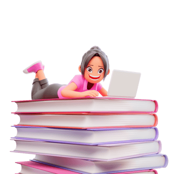 illustration student with laptop studying on online course png