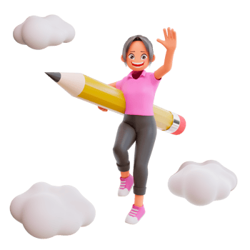illustration cute girl holding pencil png