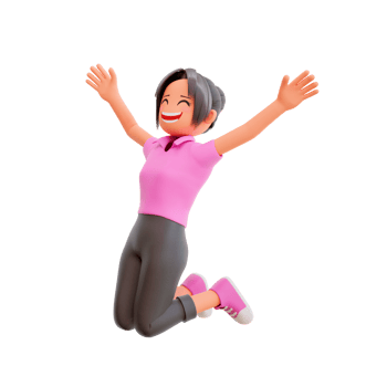illustration cute girl happy jump png