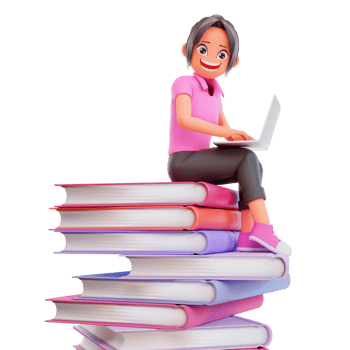 illustration student with laptop studying on online course png