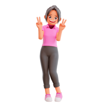 illustration cute girls shows peace vsign gesture laughing and smiling posing happy png