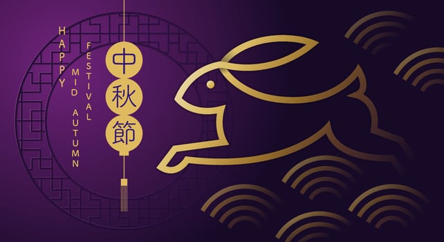 Happy Mid autumn festival. rabbits , Fantasy Background, texture drawing illustrate. vector