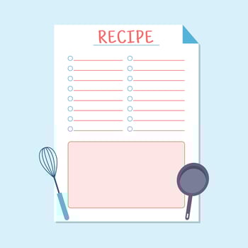 Recipe making planner template vector
