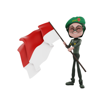 3D character indonesian independence days illustration png