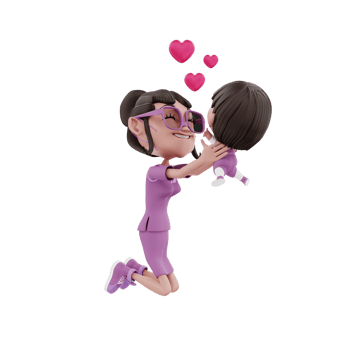 3d Render Mother and Child illustration png