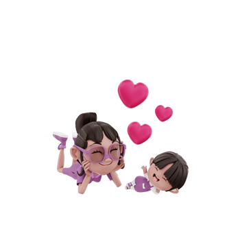 3d Render Mother and Child illustration png