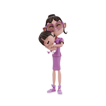 3d Render Mother and Child illustration png