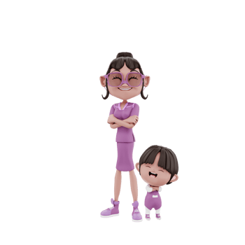 3d Render Mother and Child illustration png