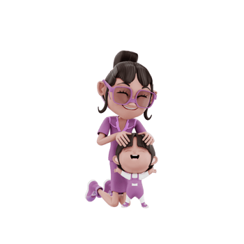 3d Render Mother and Child illustration png