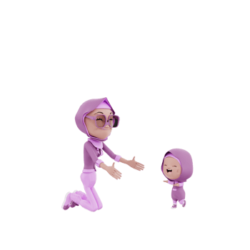 3d Render Mother and Child illustration png