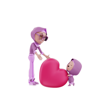 3d Render Mother and Child illustration png