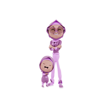 3d Render Mother and Child illustration png
