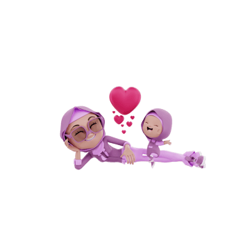 3d Render Mother and Child illustration png