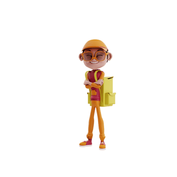 3d render Courier Pizza illustration png