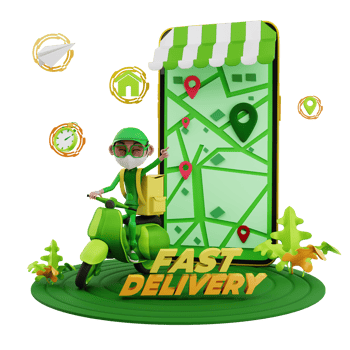 3d  courier delivery illustration png