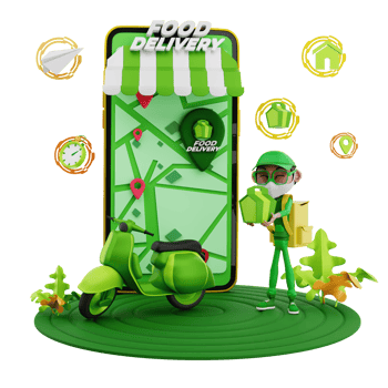 3d  courier delivery illustration png
