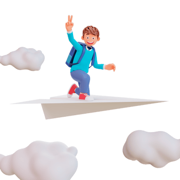 illustration cute boy sit on paper plane png