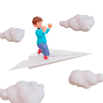 illustration cute boy sit on paper plane png