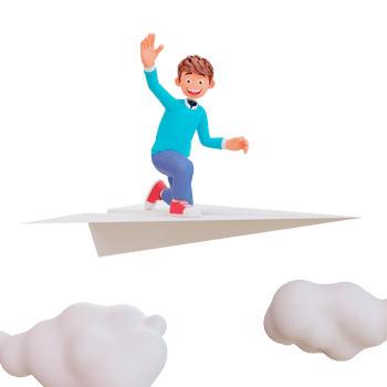 illustration cute boy sit on paper plane png