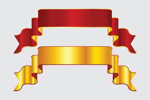 Set Of Red And Golden Ribbon Banner vector