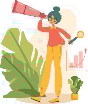 Colorful cute girl searching illustration vector