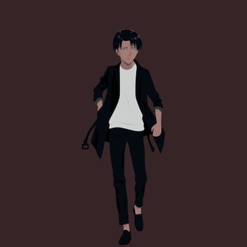 Attack on titan. Levi Ackerman. Anime face. Hero anime, manga in japanese style. Young man anime style. Vector illustration.