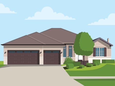 Flat detailed colorful cottage houses. Flat style modern buildings. Vector illustration