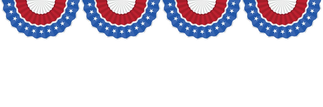 Four US Flag  isolated on white background with room for your text. Illustrator Vector Eps 10.