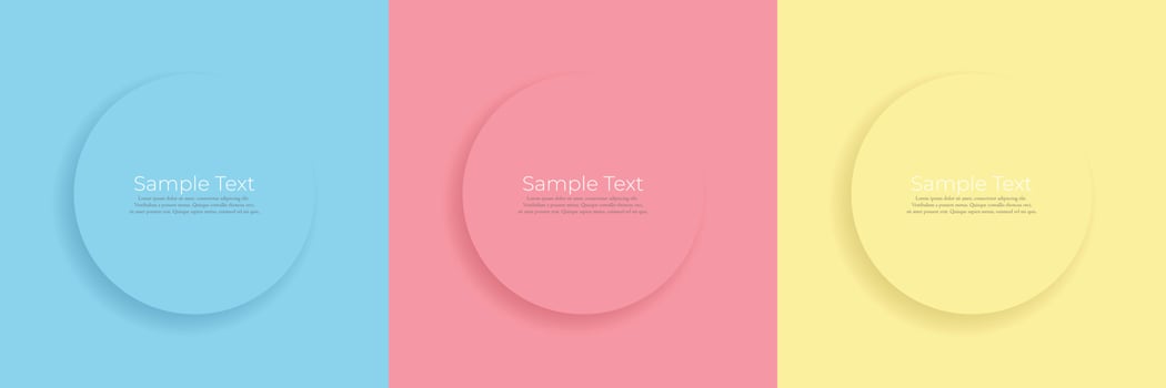 Set of circles blue, pink, yellow background with copy space. modern style design for poster, brochure, banner, website. Vector EPS 10