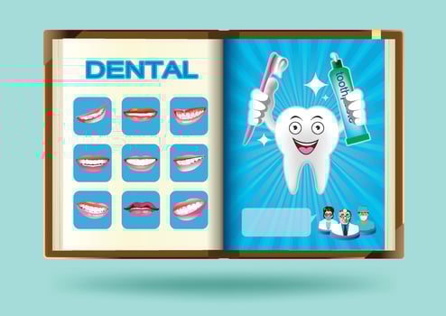 Dental set on notebook page vector illustration