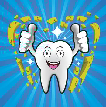 Cartoon Smiling tooth with broken limestone vector