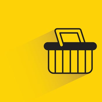 shopping basket icon on yellow background vector illustration