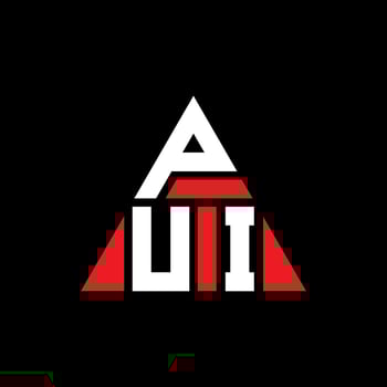 PUI triangle letter logo design with triangle shape. PUI triangle logo design monogram. PUI triangle vector logo template with red color. PUI triangular logo Simple, Elegant, and Luxurious Logo.