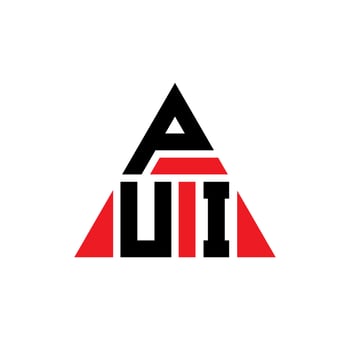 PUI triangle letter logo design with triangle shape. PUI triangle logo design monogram. PUI triangle vector logo template with red color. PUI triangular logo Simple, Elegant, and Luxurious Logo.